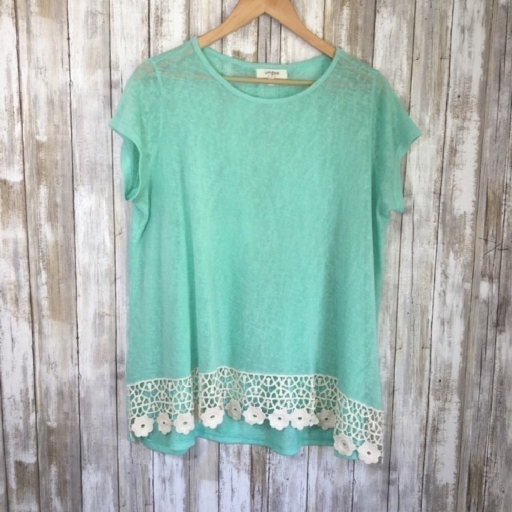 Umgee Mint Lace Blouse